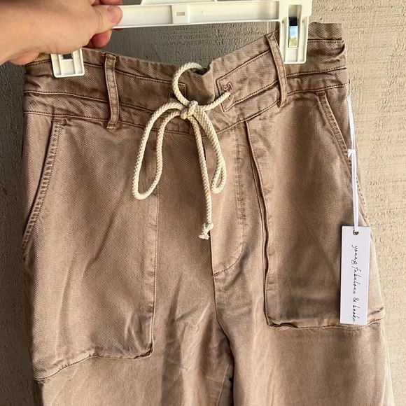 Young fabulous & broke Tan Wide-Leg cropped  Pants YFB high rise - Picture 6 of 10